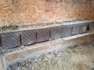 Coop nest boxes before cleaning.