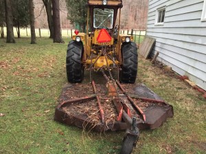 Rear view of the tractor with the brush hog.