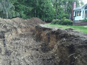 A view of the moat in progress.